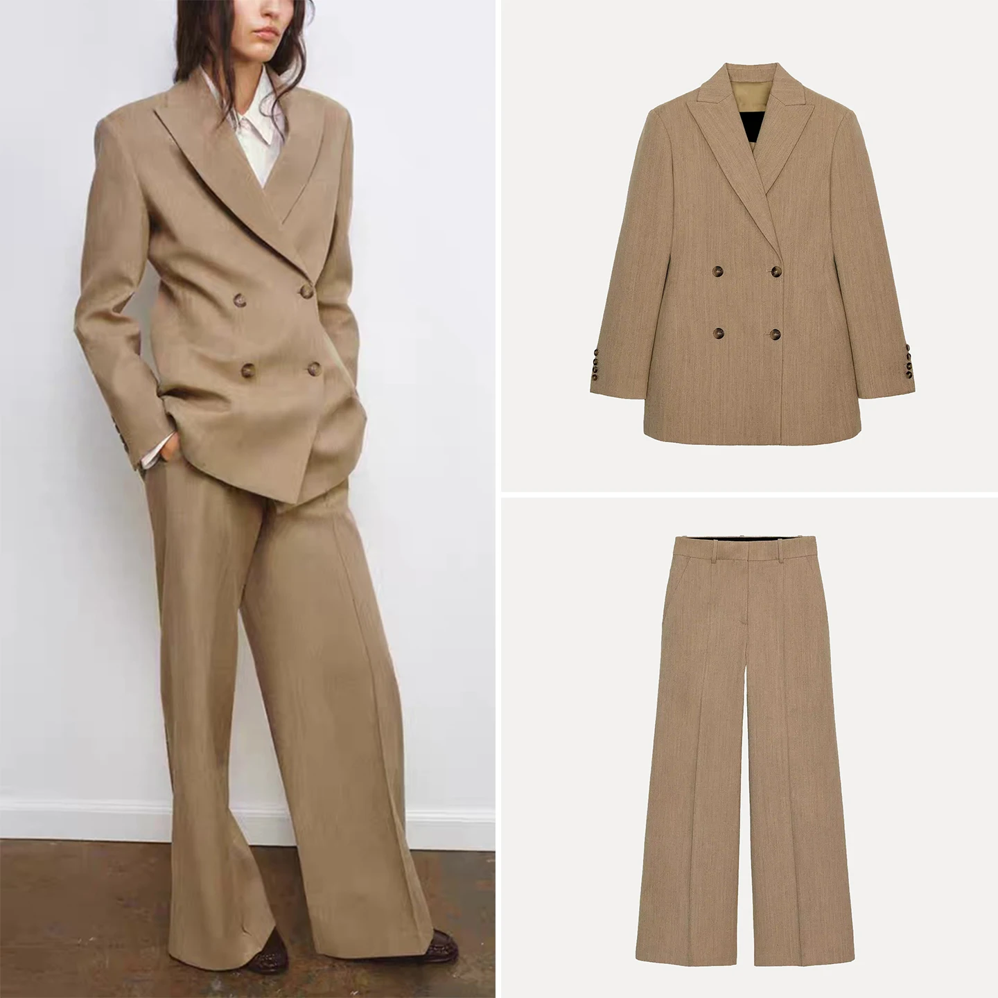 

Women's Slim Fit Suit Jaet And Pants Set Spring 2026 Faion Casual Wear Long Sve Button up Pure Color Four Seasons