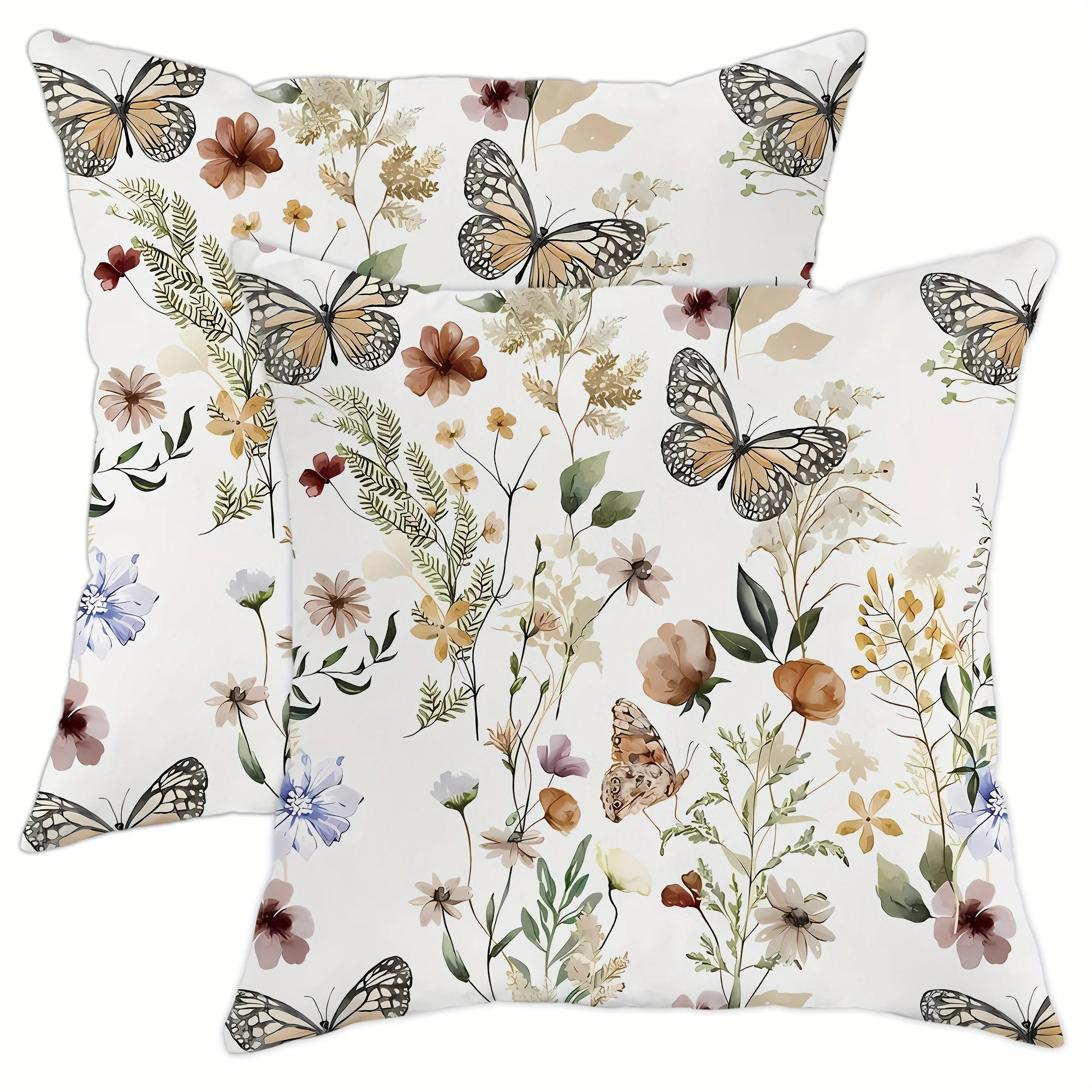 45x45cm Floral Butterfly Green Satin Fabric Throw Pillow Covers Perfect Living Room, Bedroom, Sofa Bed Decoration Cushion Cover