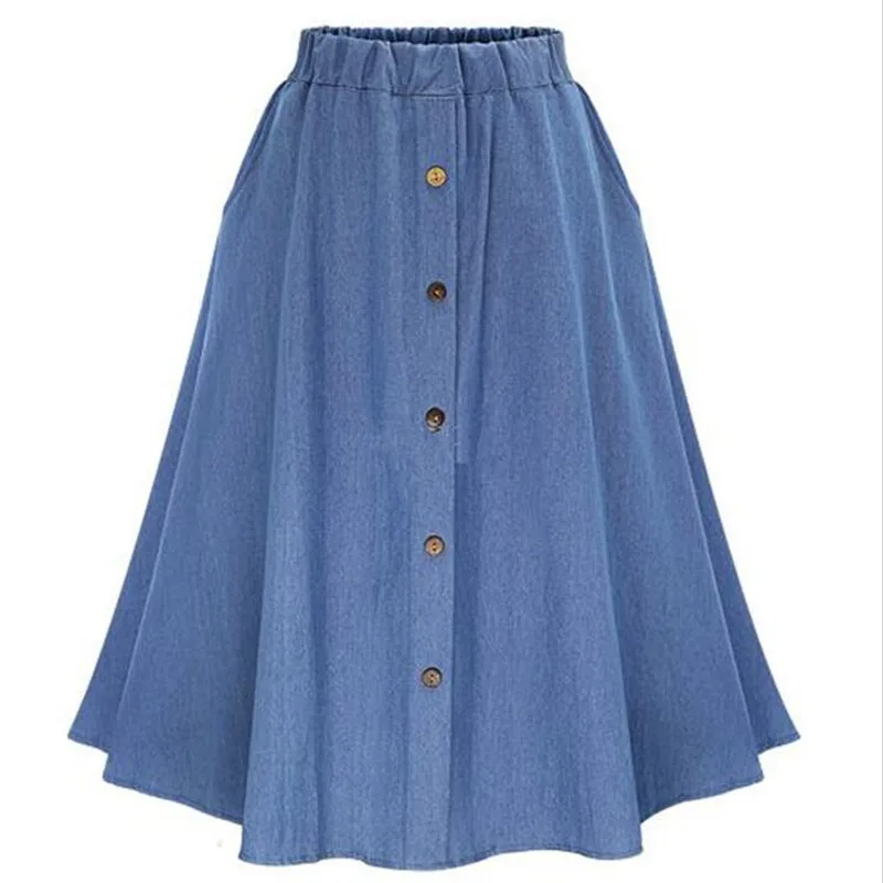 korean street fashion Single Breast Button Denim Skirts plus size Spring Long Jean Skirt  saias femeninas elegantes  jupe femme