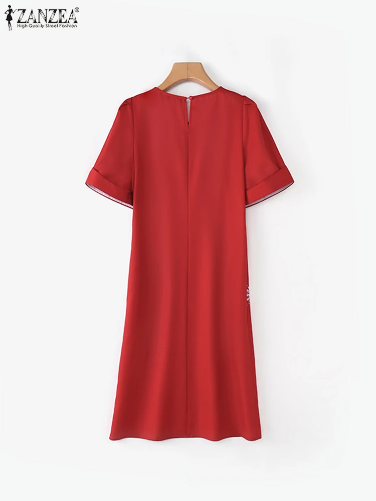 ขนาดบวก 5XL ZANZEA ฤดูร้อนผู้หญิงโบฮีเมียนดอกไม้พิมพ์ชุดมินิเดรสแฟชั่นแขนสั้นปาร์ตี้สั้นหรูหราเดรส