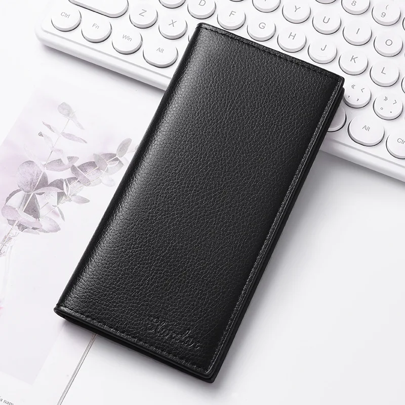 2025 new men's long wallet with multiple card slots for mobile phones, student card bag, large capacity soft thin leather wallet