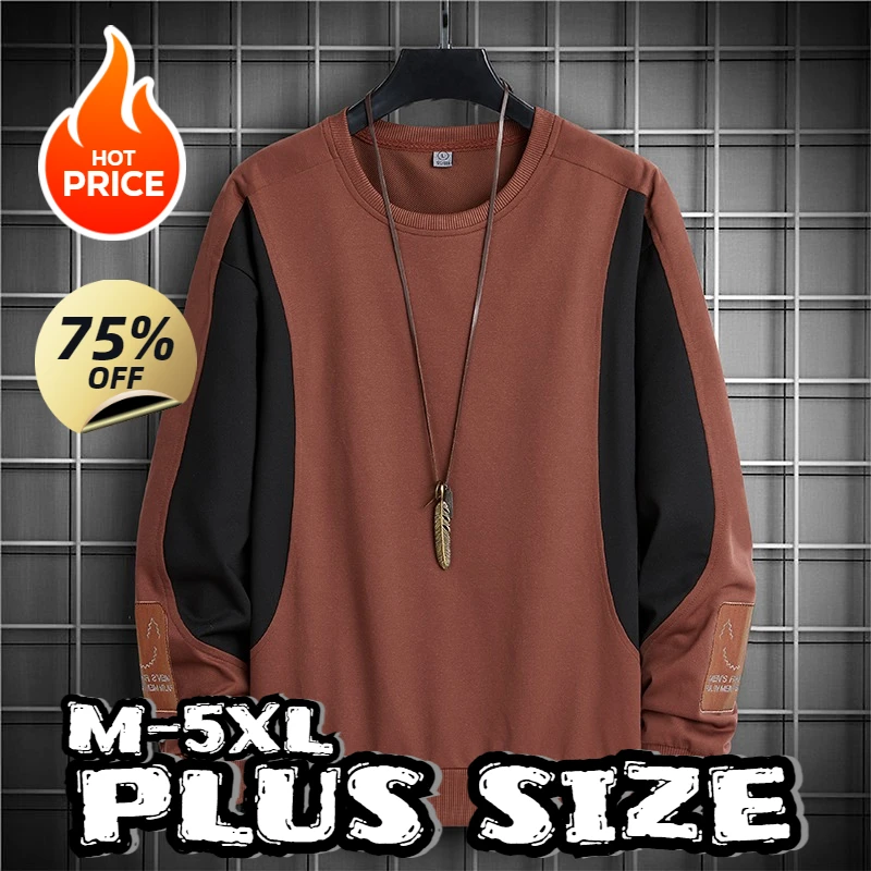 Plus size masculino camada base superior outono/inverno manga longa em torno do pescoço pulôver moletom fino camada base superior hoodies camisolas