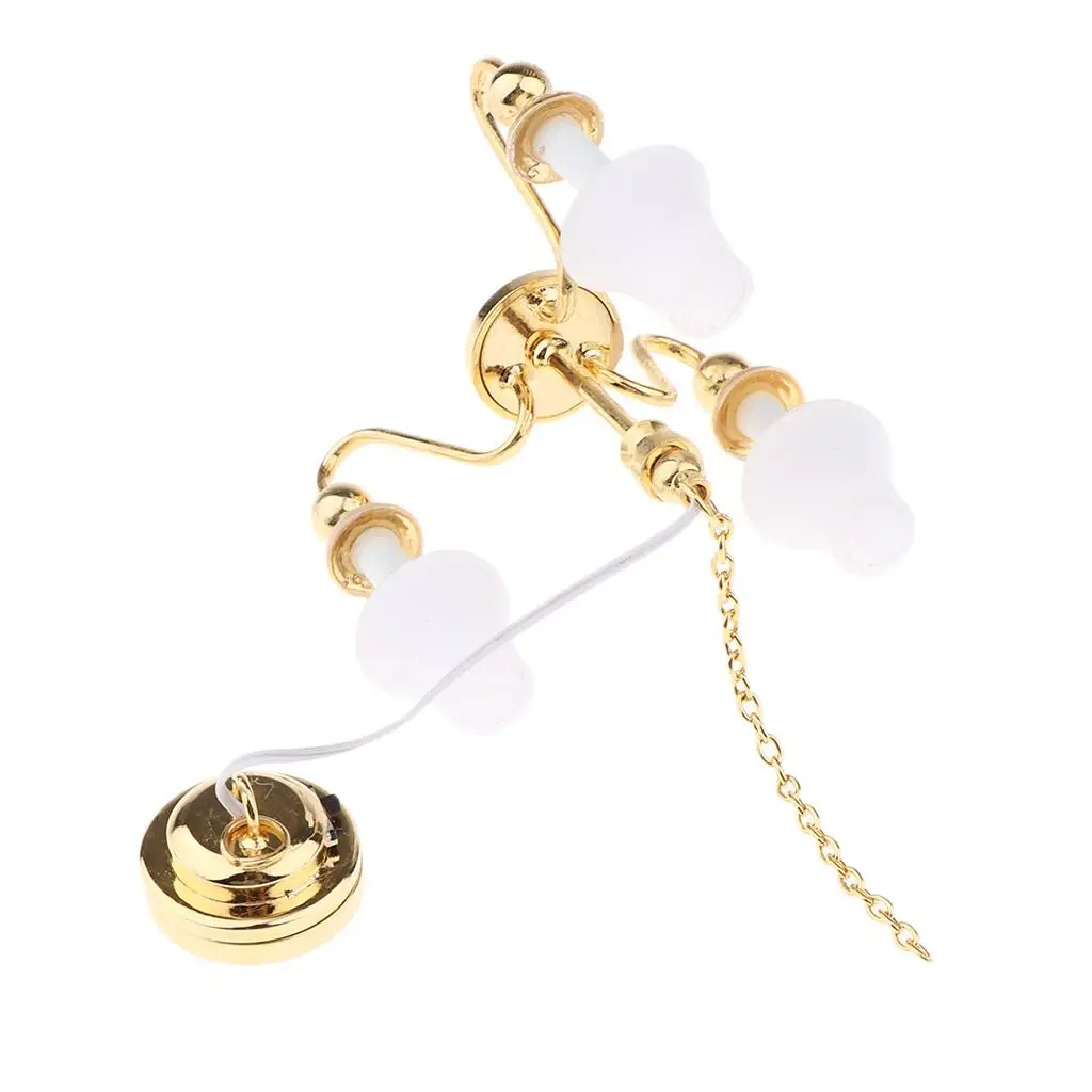 

Miniature Metal Ceiling Lamp LED Light Battery Operated for 1 12 Dollhouse Accessories and Furniture Decoration