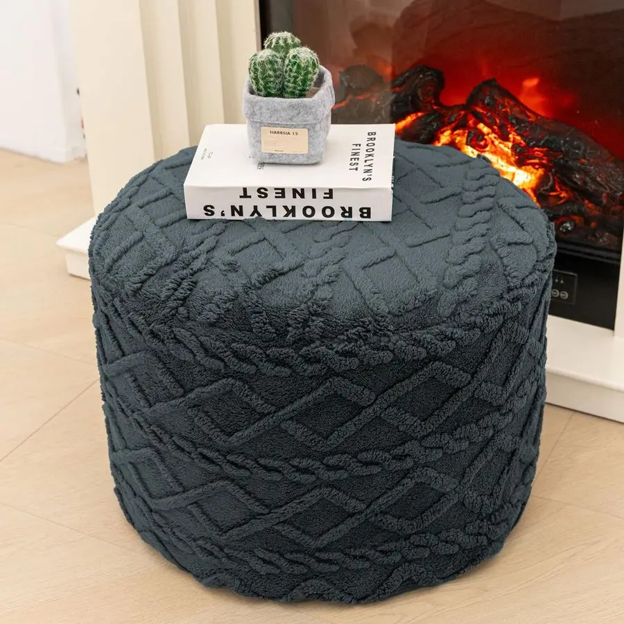 

Ottoman Boho Poof Home Decor Floor Pouffe Handmade Circular Ottoman Footrest for Bedroom Foot Stool Poufs for Living Room 20x20x