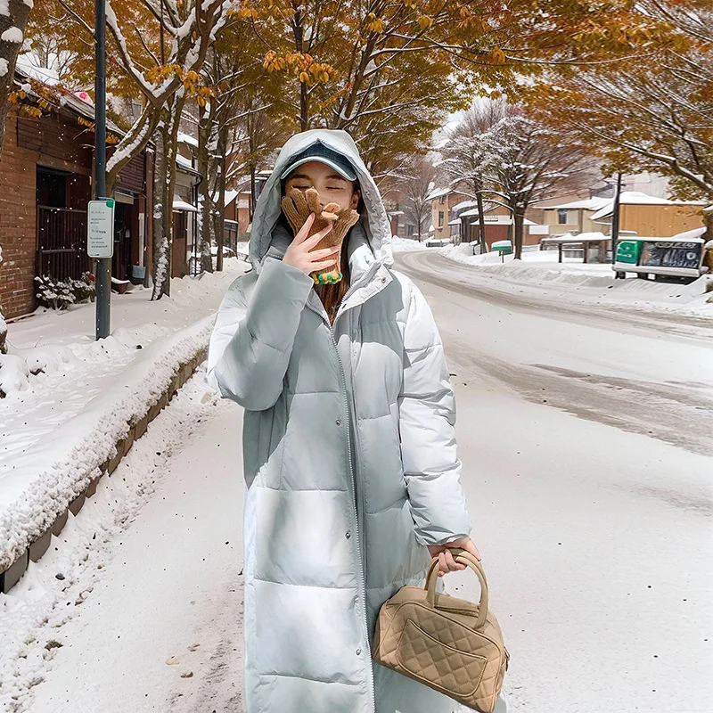 Women Hooded Parkas Coat Maxi Long Overcoat Solid Zipper Full Lenth Sleeve Jackets Thick Casual Office Lady Autumn Winter 2025