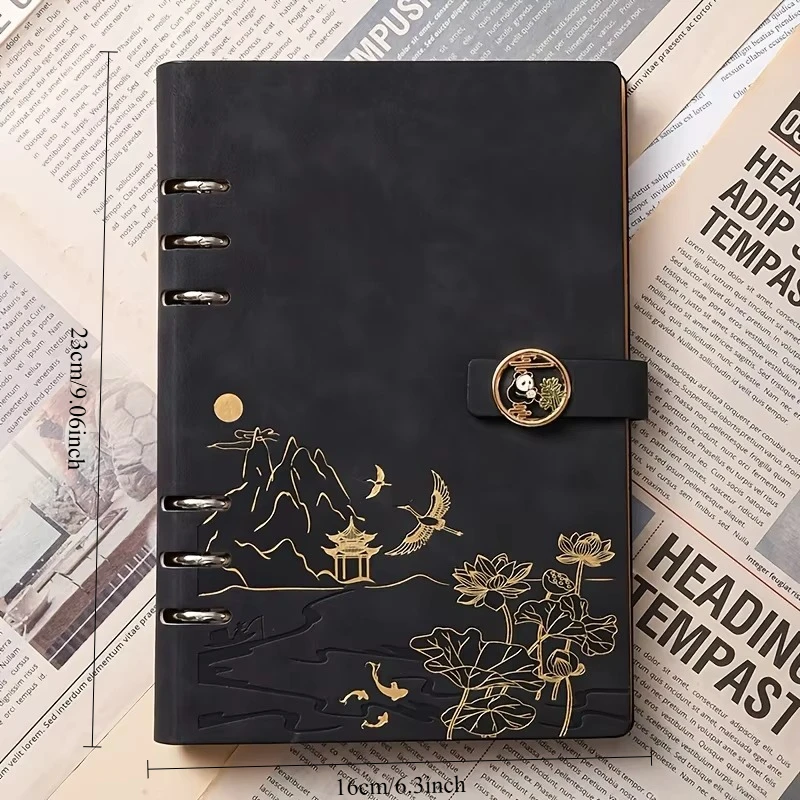 Faux‑Leather Chinese‑Style Loose‑Leaf Notebook, Daolin Paper Notepad for Meeting Use