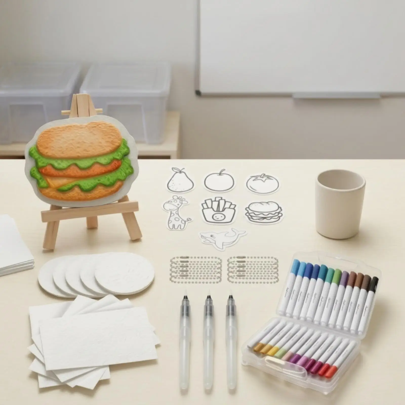 Textured Drawing Kit 24-Color Craft Kit with Easel Textural for Playroom