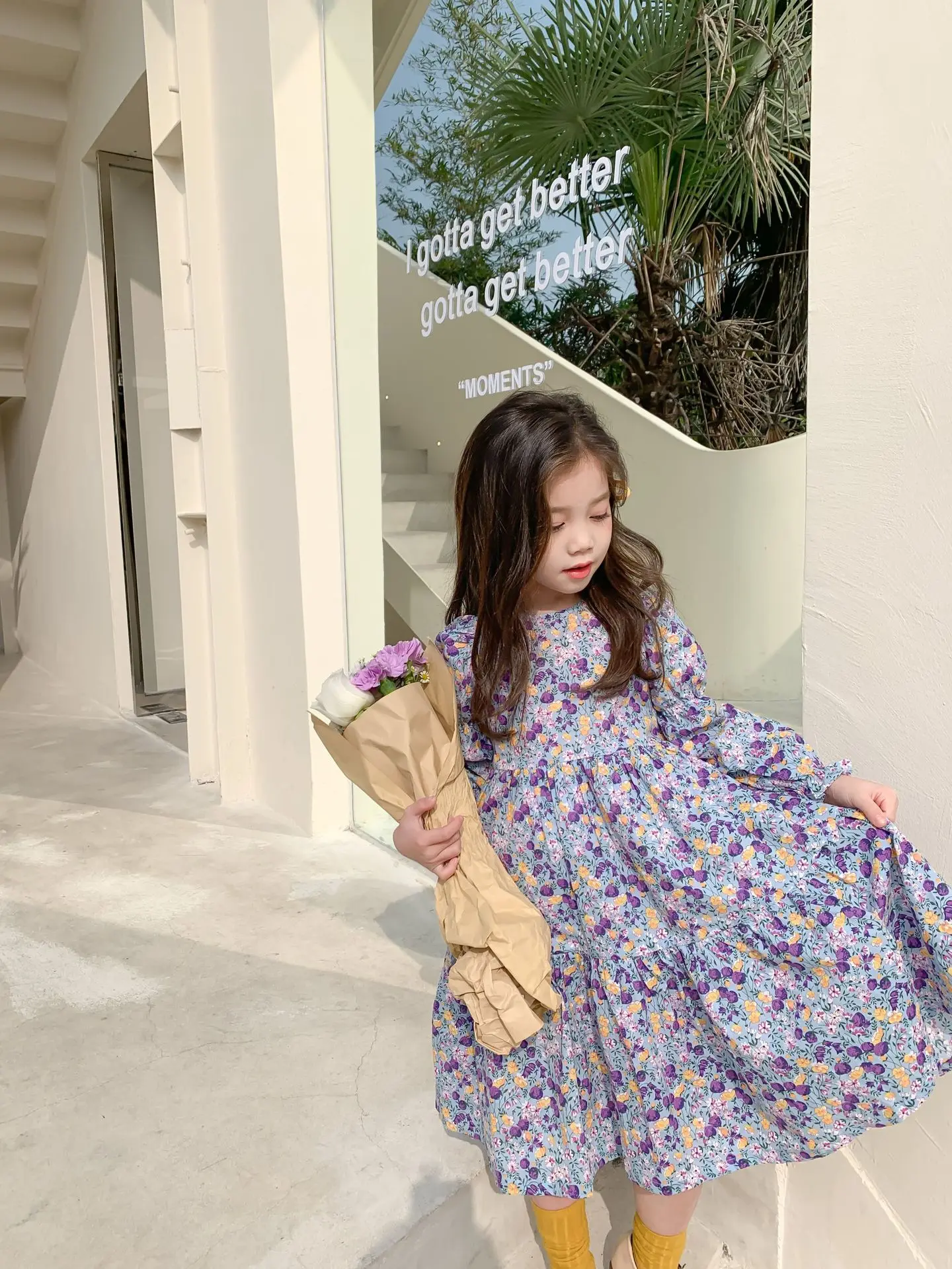 

2022 Spring New Girl's Floral Dress Girl Baby Floral Dress Sweet Skirt Korean Kids Dresses for Girls