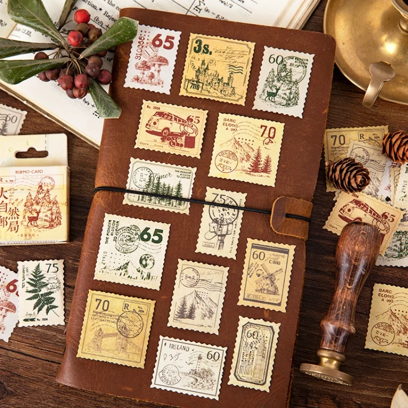 45Pcs Nature Post Office Box Stickers Student Supplies Handmade DIY Decoration Greeting Cards Magazines Decorative Collage
