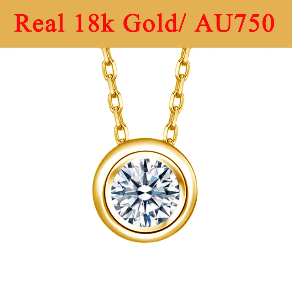 Collier pendentif Moissanite pour femme, 1 carat, diamant 5D, or 18 carats, bijoux fins classiques, cadeau de luxe