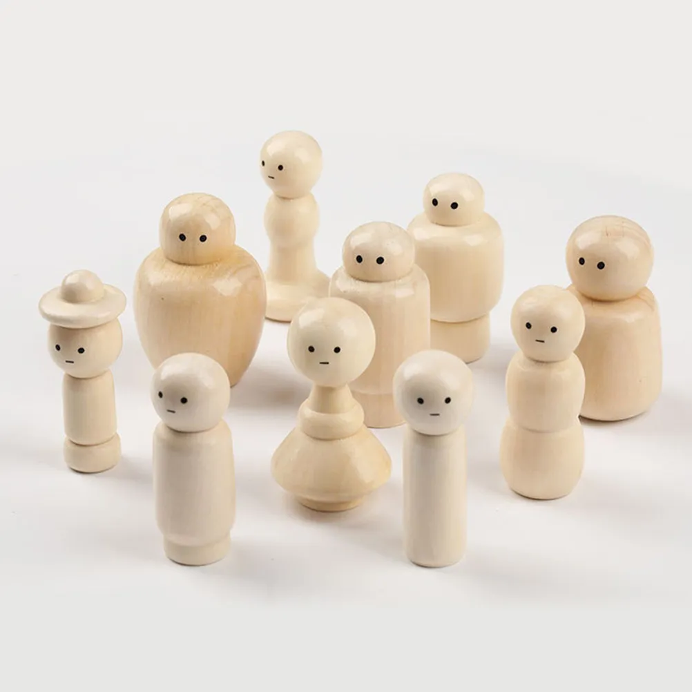 10pcs-unfinished-wooden-peg-people-diy-craft-kit-for-teens-painting-decoration-home-desk-showcase-christmas-art