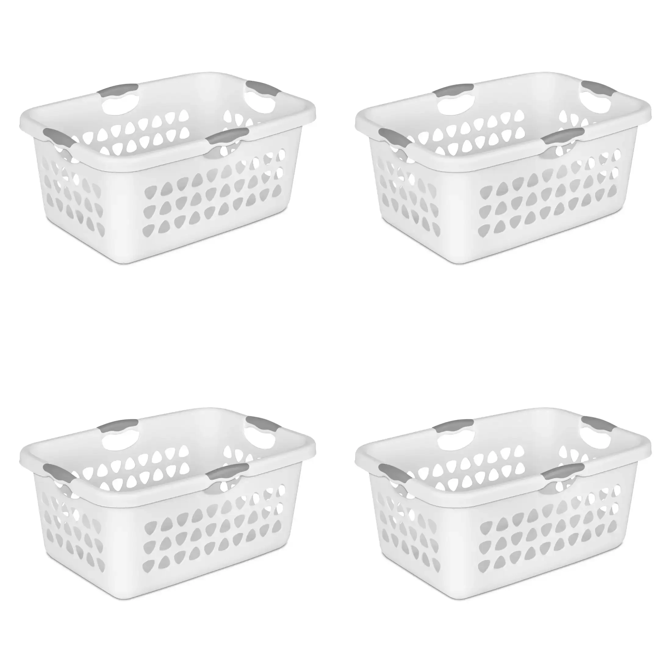 NEW  2 Bushel Ultra™ Laundry Basket Plastic Adult, White, Set of 4