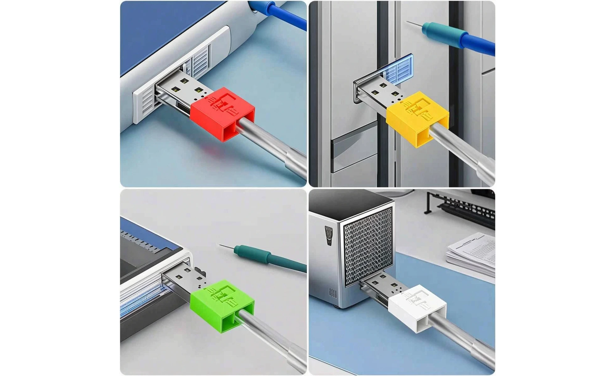 10 Pieces USB Port Blocker with Key Slim USB Port Lock Plug Compact Sturdy for Workstations, Laptops
