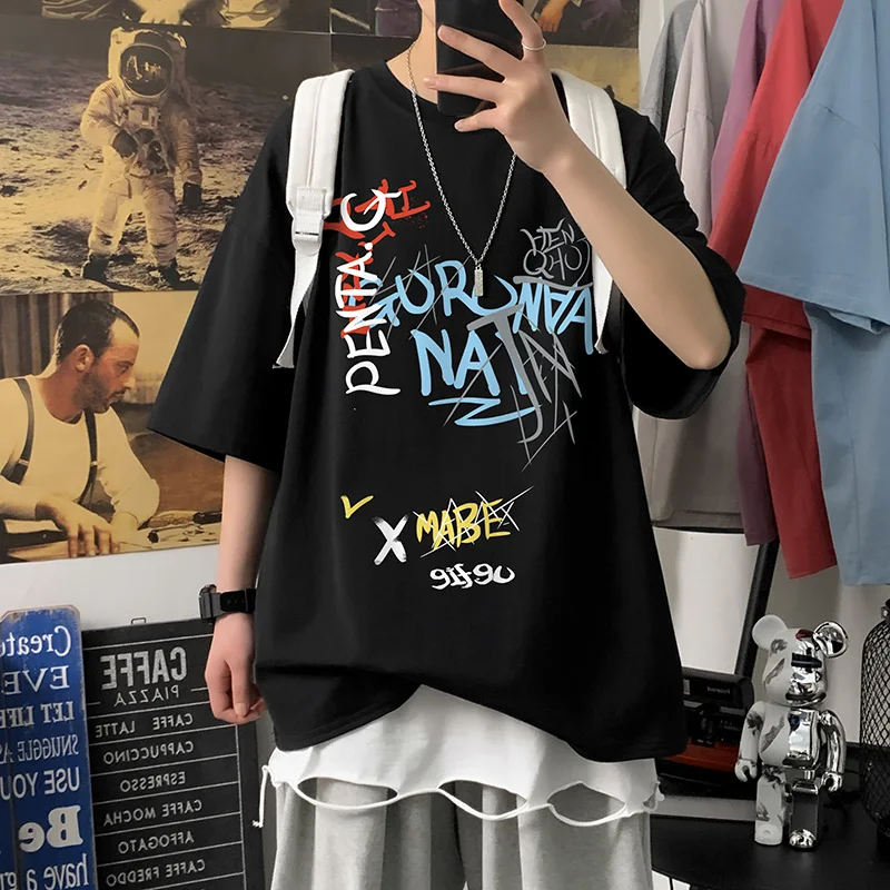 Summer Men High Quality Letter Printing T-Shirt Loose Casual Tops Short Sleeve Classic O-Neck Tees Comfortable Couple T-Shirt