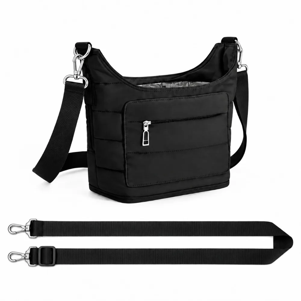 2 Cup Holders Double Bottle Holder Bag Front Zippered Pocket Fits 18-40 oz Water Flask Carrier Purse Adjustable Strap