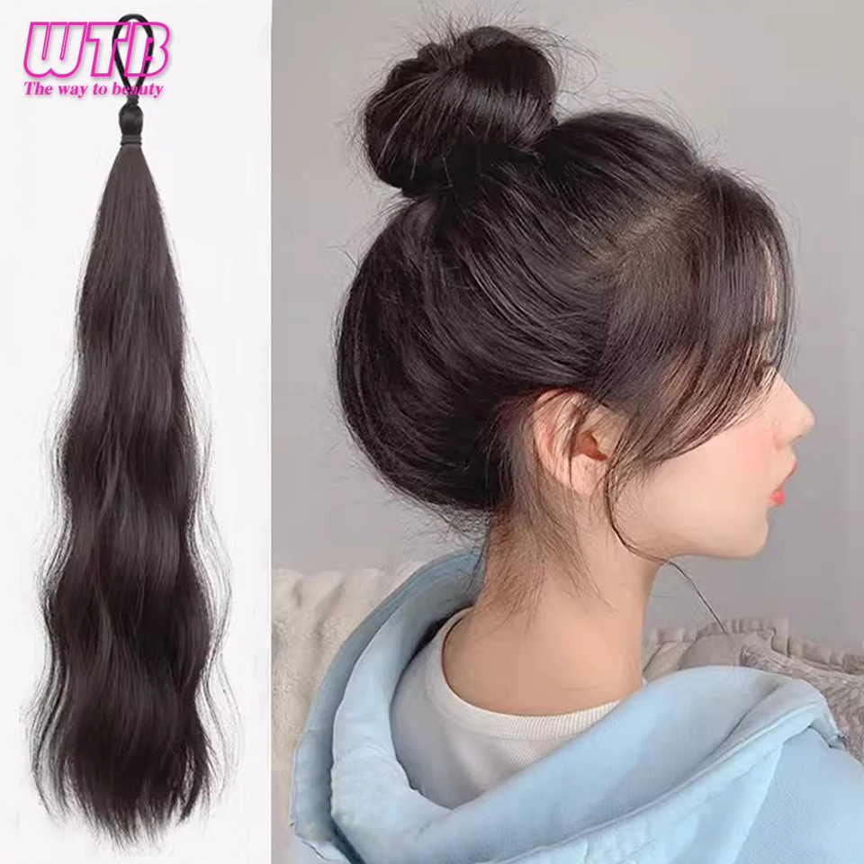 Synthetic Winding Ball Hair Ring Wig Bud Hair Bun Natural Fluffy Hair Volume Low Tie Fluffy Wig Hair Highlight color