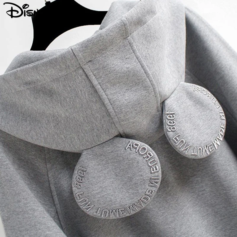 Disney-Sudadera con capucha de manga larga para mujer, suéter holgado de algodón con cuello redondo y bordado de dibujos animados de Mickey Mouse, novedad de otoño, 2022