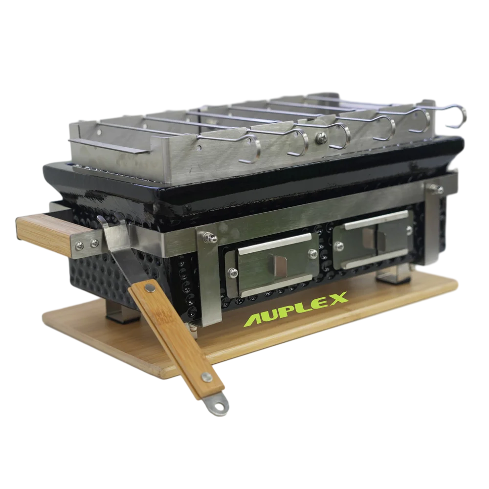 Auplex Ceramic Rectangular Portable Barbecue Japanese Table Small Hibachi Grill Yakitori Grill