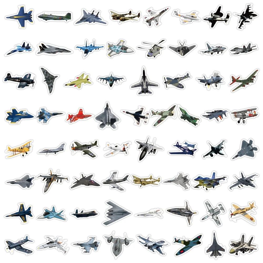 60pcs Cartoon Airplane Fighter Graffiti Stickers Aesthetic Phone Wall Scrapbook Motorcycle Waterproof Sticker for Kids Toys Gift