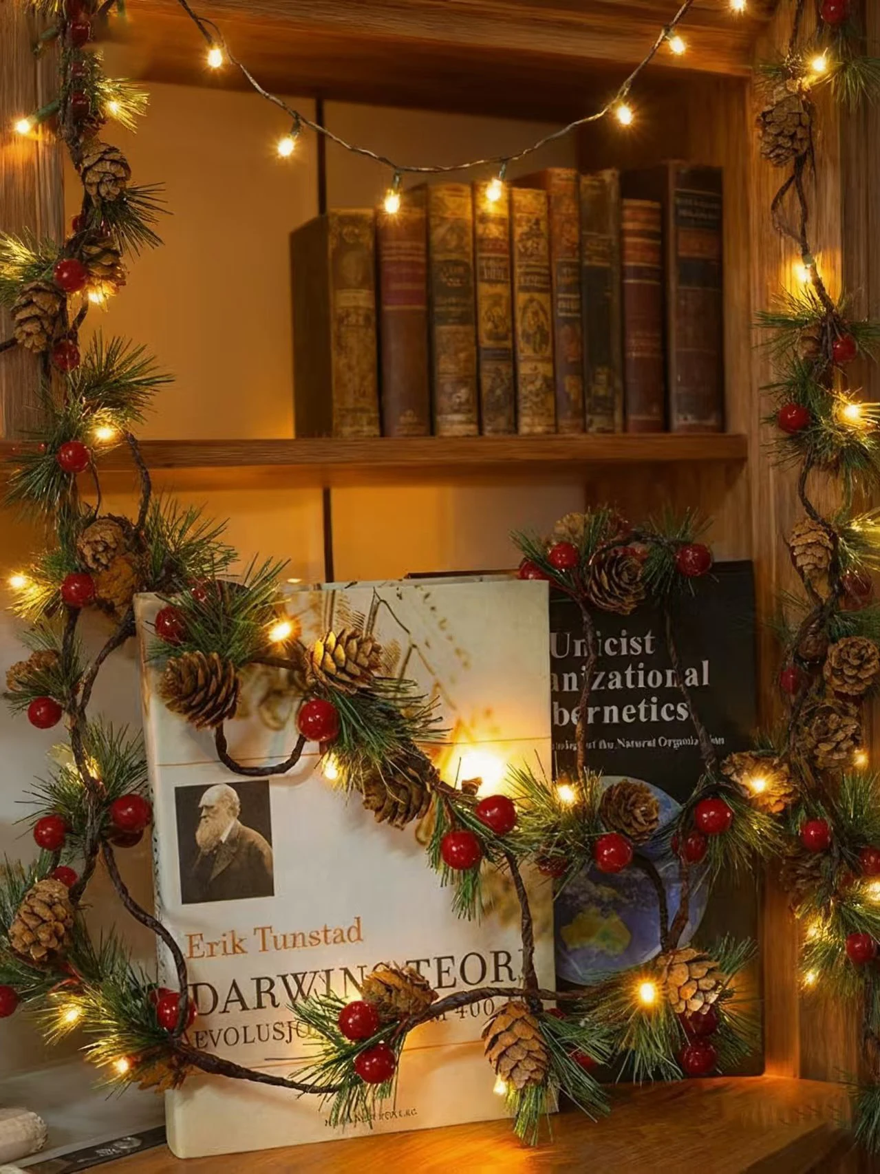 سلسلة أضواء عيد الميلاد الاصطناعية LED - تعمل بالبطارية Aa (البطاريات غير متضمنة)، 6. 56 قدم مع 20 مصباح LED، أضواء سلسلة زخرفية مع توت أحمر، مخاريط الصنوبر، إبر الصنوبر، والأجراس - ديكور داخلي لأشجار عيد الميلاد والمنازل والمواقد والحفلات، أفضل خيار لعيد الميلاد #6