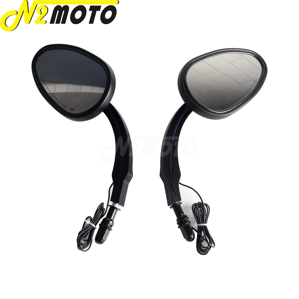 ل هارلي دينا الطريق الملك FLD FXDF FXD FXDWG اليسار اليمين دراجة نارية الرؤية الخلفية ث/LED بدوره أضواء الإشارة مؤشر المرايا الجانبية