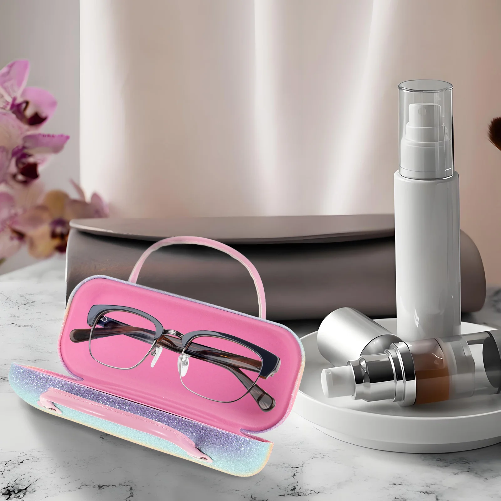 

Portable Colorful Hard Shell Glasses Case Folding Compact Eyewear Organizer for Kids Women Travel Sunglasses Holder Small