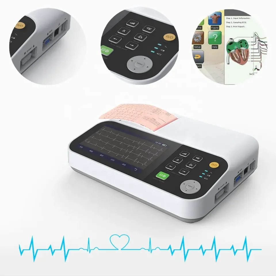 Cheap Portable Vet ECG CKG Machine Three Channel 12 Lead Electrocardiogram ECG Device Electrode ECG