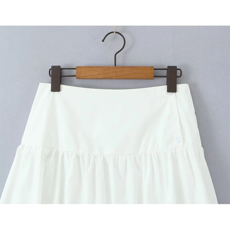 セクシーなローウエストAラインミディスカート レディース イエロー ホワイト ホリデー サマー コットン スカート