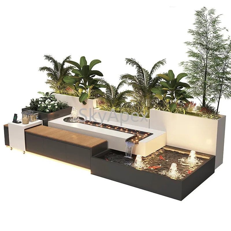 Finished Stainless Steel Garden Fish Pond - Durable Circulating Water  Fountain Ornament  For Indoor Outdoor Balcony & Courtyard