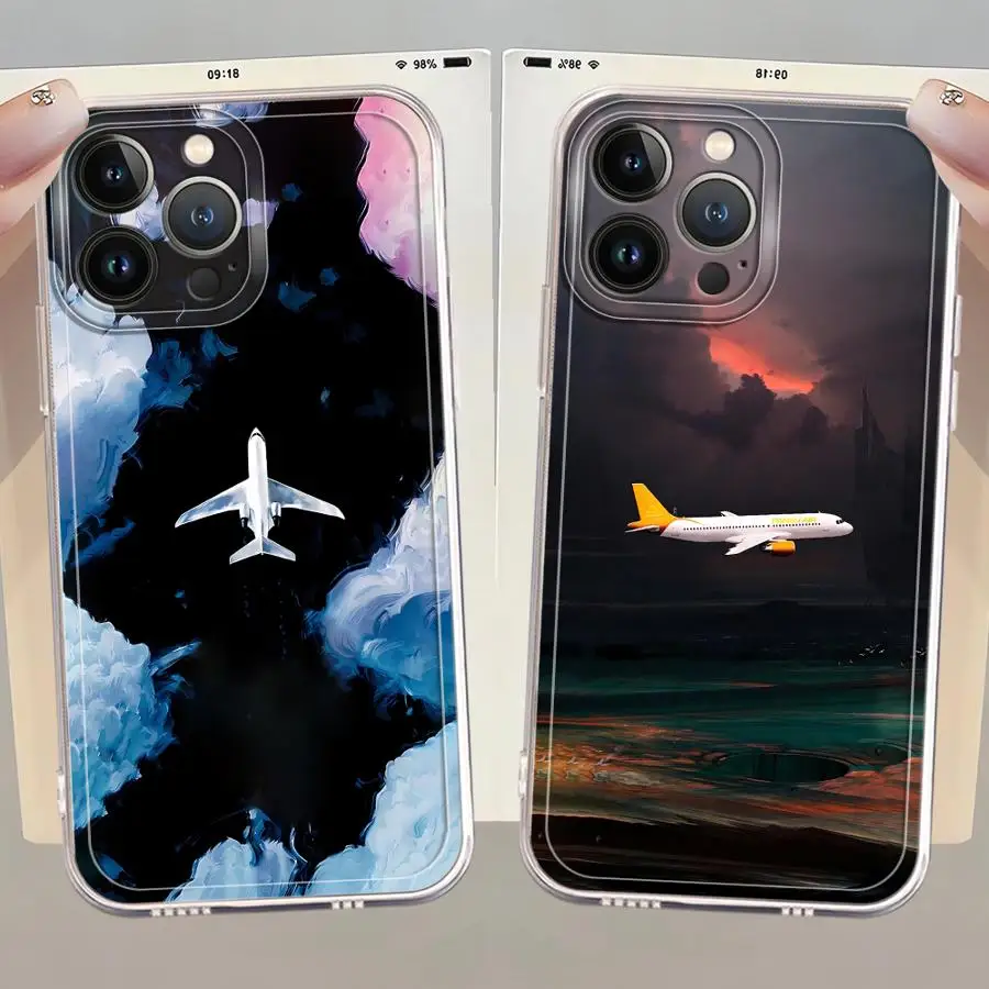 Innovative Aircraft Art Soft Cover Phone Case for iPhone 7 8 SE 16e XR XS 15 14 16 Plus 13 12 11 Pro Max 