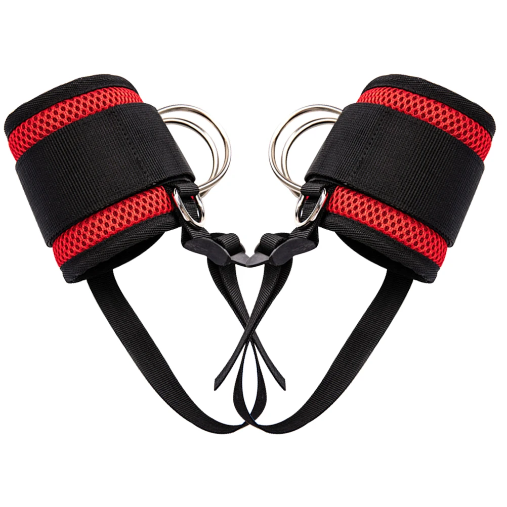 

Ankle Straps Black Pedal Buckle 4 ring Foot Protector Cable Machine Adjustable Workout Straps Dumbbell Ankle Strap