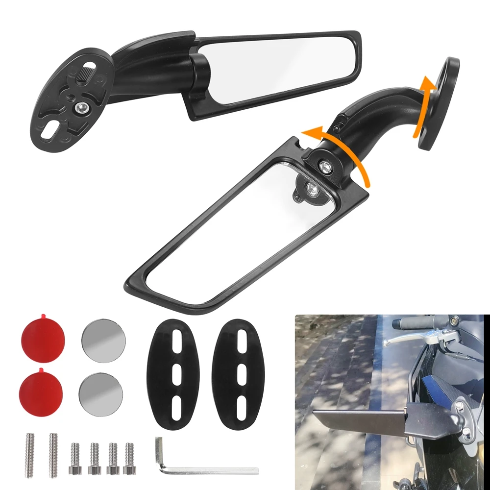 

Modified Motorcycle Rearview Side Mirrors Wind Wing Adjustable Rotating with LED Light for Yamaha YZF R1 R6 R25 R3 Suzuki GSXR