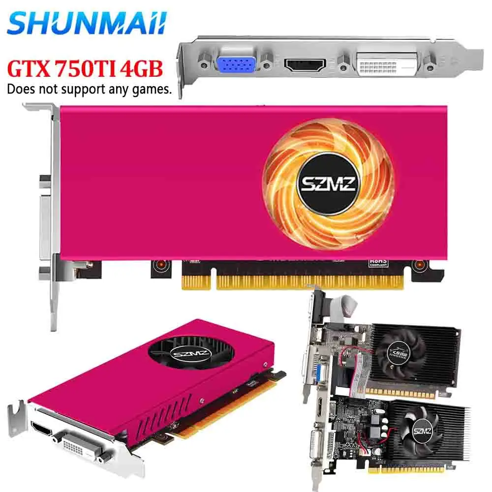 GTX 750TI DDR5 4GB Computer Graphics Card PCI-E 2.0 16X Desktop PC Video Card GT610/GT730 HDMI-Compatible Interface 1020MHz