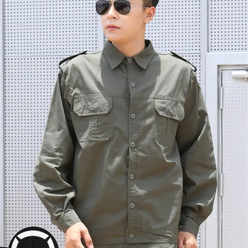 

Men's Summer Workwear Long Sve Cotton Welding Protective Suit Breathable Comfortable Labor Protection Clothing for Fac...