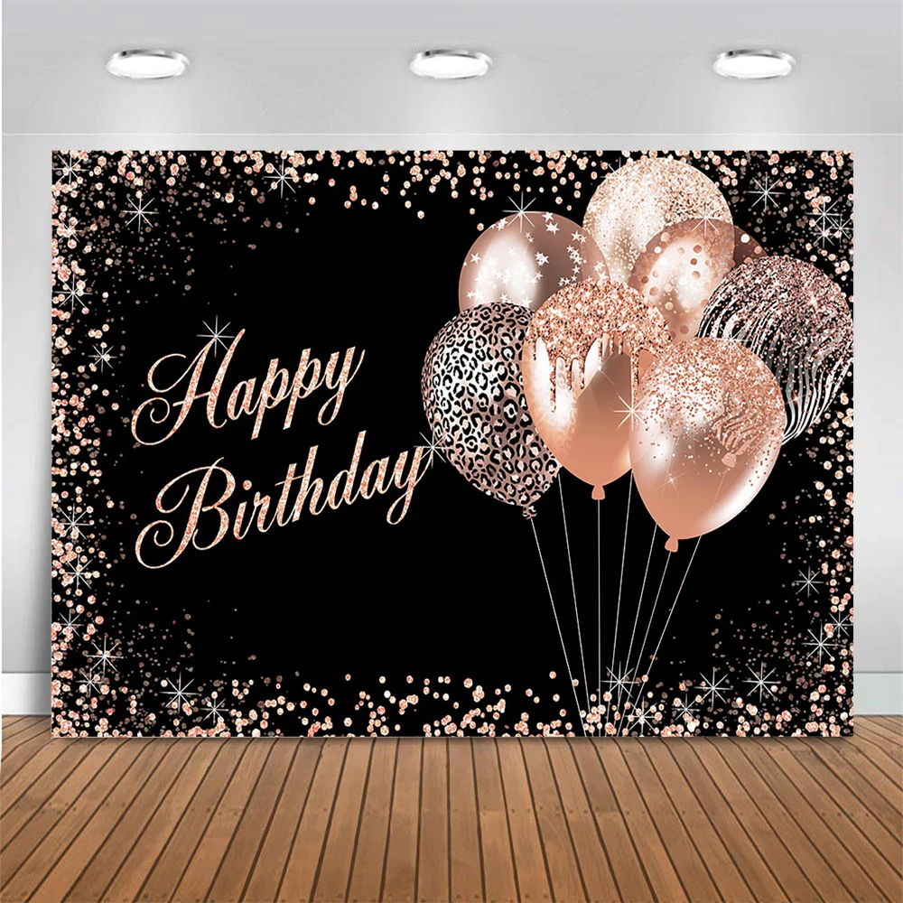 Mocsicka Girl's Birthday Photography Background Party Backdrop Pink Balloons Cake Smash Kids Glitter Dots Child Photo Studio