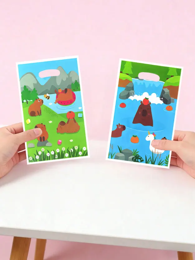 20Pcs/40Pcs Cartoon Character Gift Bags, Capybara Playing in the River Themed Gift Bags, Capybara Gift Bags, Suitable for Holiday Events and Party Gift Packaging, Themed Parties and Party Supplies, Party Small Gift Bags. Small Gift Packaging Bags, Return Gift Bags, and Gift Bags Suitable for Birthdays, Holidays, Games, Parties, Celebrations, and Other Occasions.
