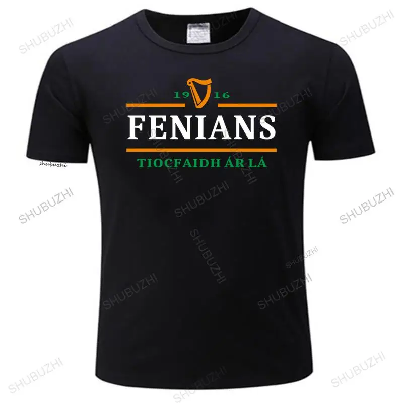 men crew neck t-shirt summer black t shirts hot sale 1916 FENIANS TIOCFAIDH AR LA Mens funny Tee-shirt Euro size TOPS