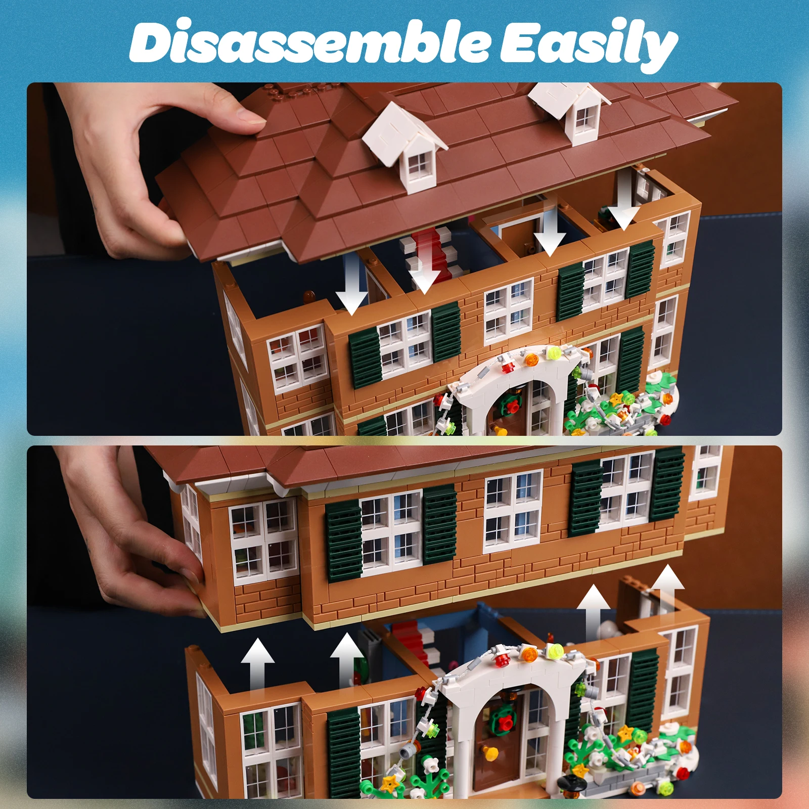 Conjunto de blocos de construção Kevin Home, tijolos ideais para casa, kit de construção criativa de férias, presente de Natal para fãs de filmes (1138 peças)