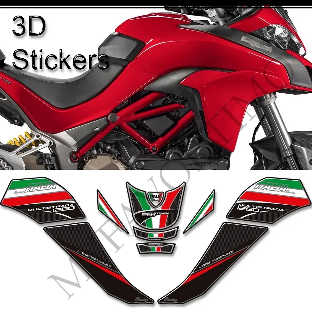 MULTISTRADA 1260S Fit Ducati bantalan tangki sepeda motor 3D stiker decal grip Kit minyak bahan bakar Gas pelindung lutut