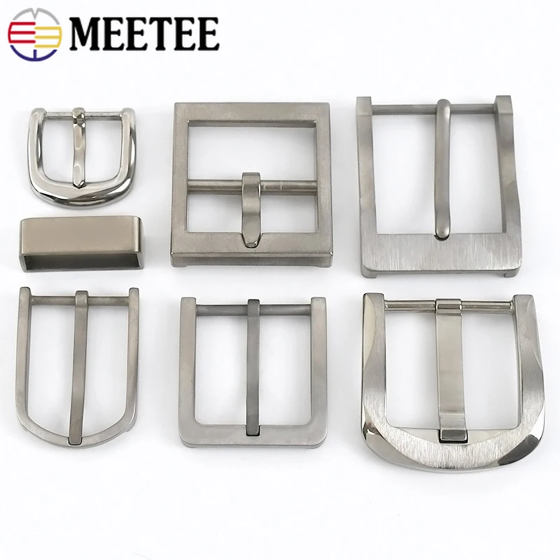 Meetee 1Pc High-grade Pure Titanium Alloy Belt Buckles Anti-allergy Pin Buckle Belts Head Clip DIY Jeans LeatherCrafts Accessory