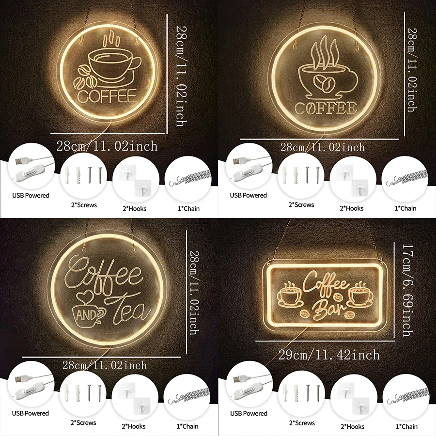 Coffee Series Neon Signs For Wall Decor,Led Neon Lights For Cafe,Home, Bar,Club, Restaurant,Party,Cafe Shop,Christmas Gift