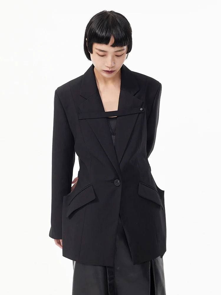 

VGH Bla Suit Jaet Women's Model ow Sle One Button Slimming Outerwear Mid-Length Faionable Women's Businwear