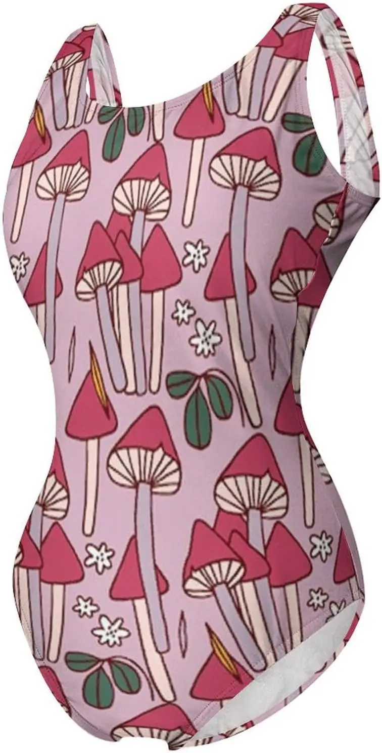 ملابس سباحة نسائية من قطعة واحدة من Luxy Trio Pink Mushrooms ملابس سباحة للتدريب الرياضي