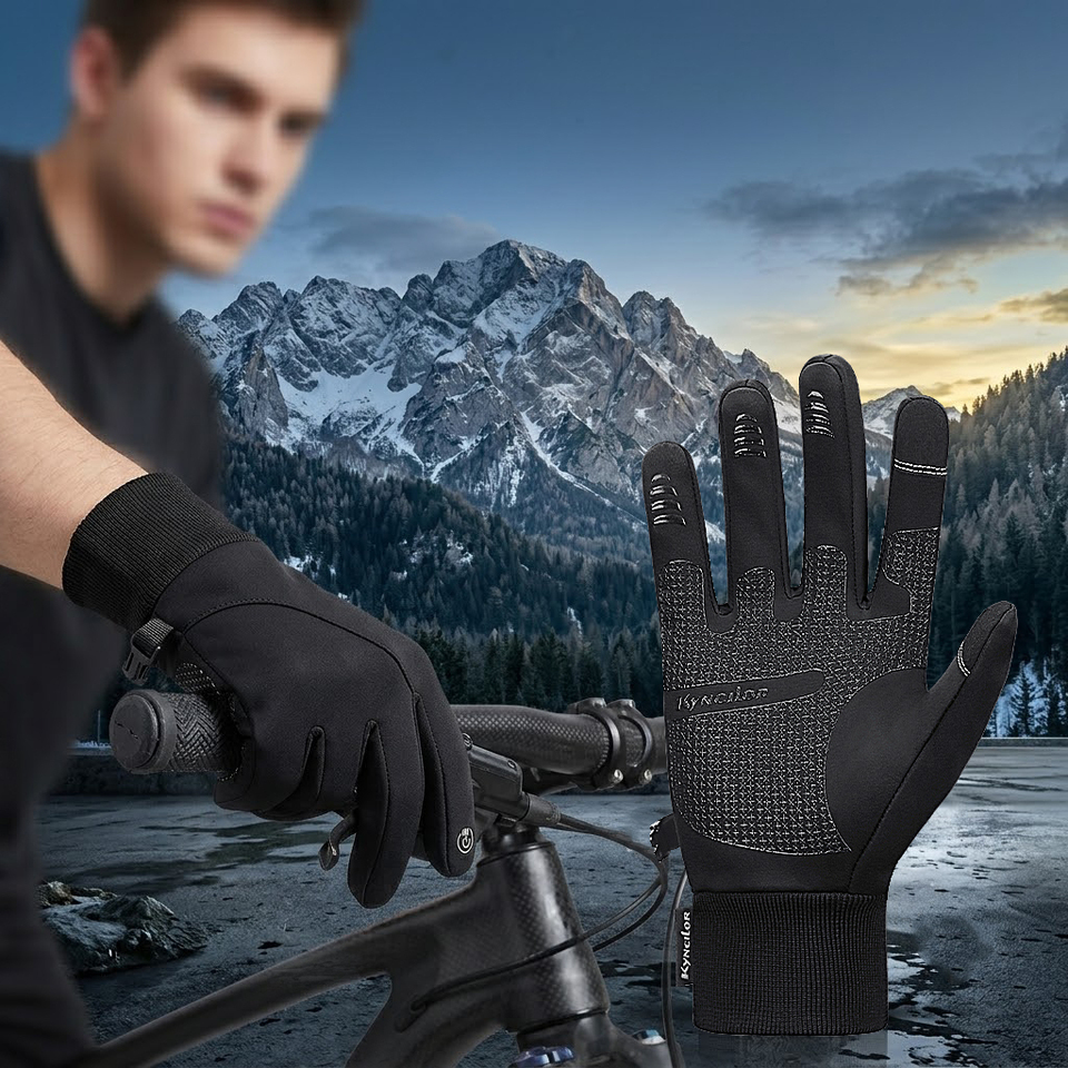  Autumn Winter Warm Gloves Cycling Hiking Men Women Touchscreen Gloves Anti Slip Zipper Water-Repellent Windproof Camping Driving 