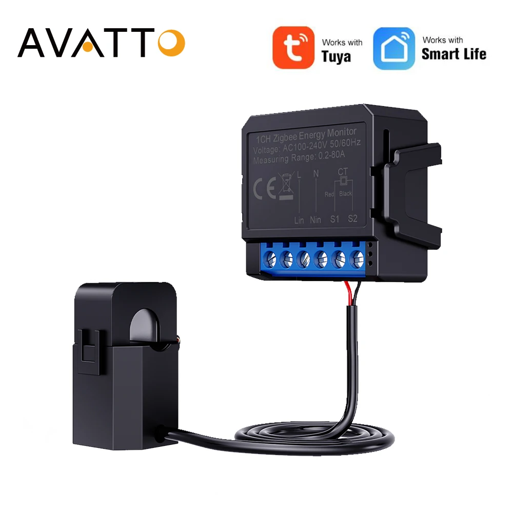 AVATTO Tuya ZigBee Smart Energy Meter Solar PV System Power Production Consumption Bidirectional Monitoring Meter