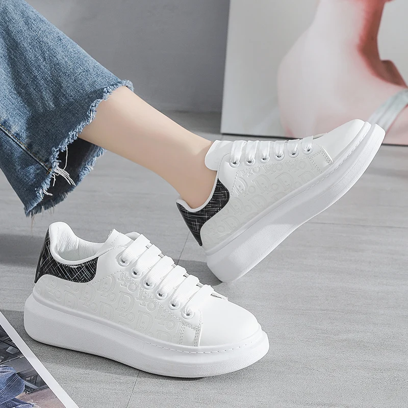 Sneakers for Women New Fashion Platform Shoe Spring Autumn Casual Flats Female Thick Sole Breathable White Vulcanized Shoes