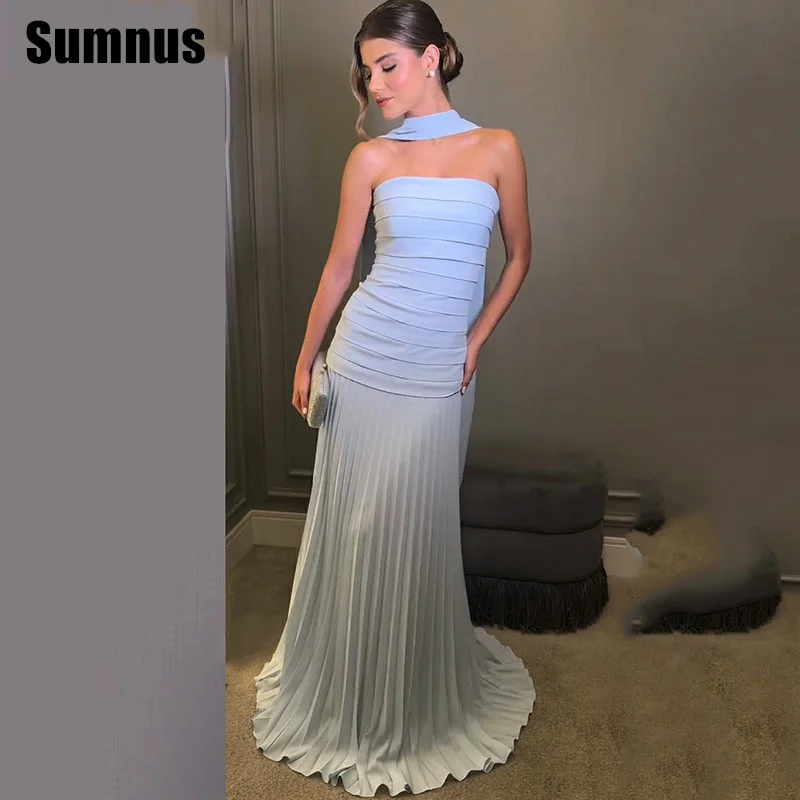 

Sumnus Elegant Mermaid Evening Dress Strapless Pleats Floor Length Sleeveless Prom Dresses 2025 فساتين سهرة Customized