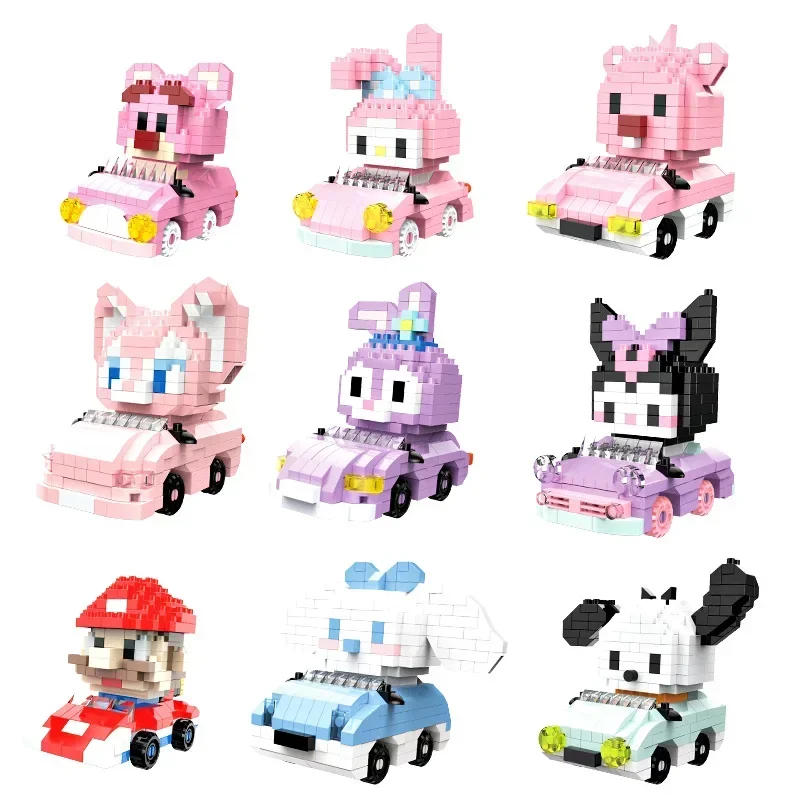 Kawaii Labubu Micro Building Blocks Loopy Cosplay Disney Sanrio Labubu Figure Model Assembled Mini Brick Toys for Kids Gift