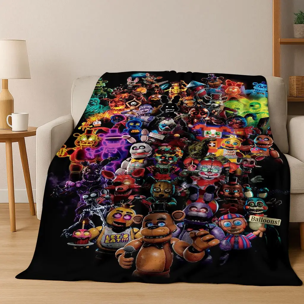 Manta de Franela con Diseño de Dibujos Animados 3D F-FNAF, Manta Suave y Cálida para Cama, Dormitorio, Sala de Estar, Viajes, Campamento, Picnic, Regalo