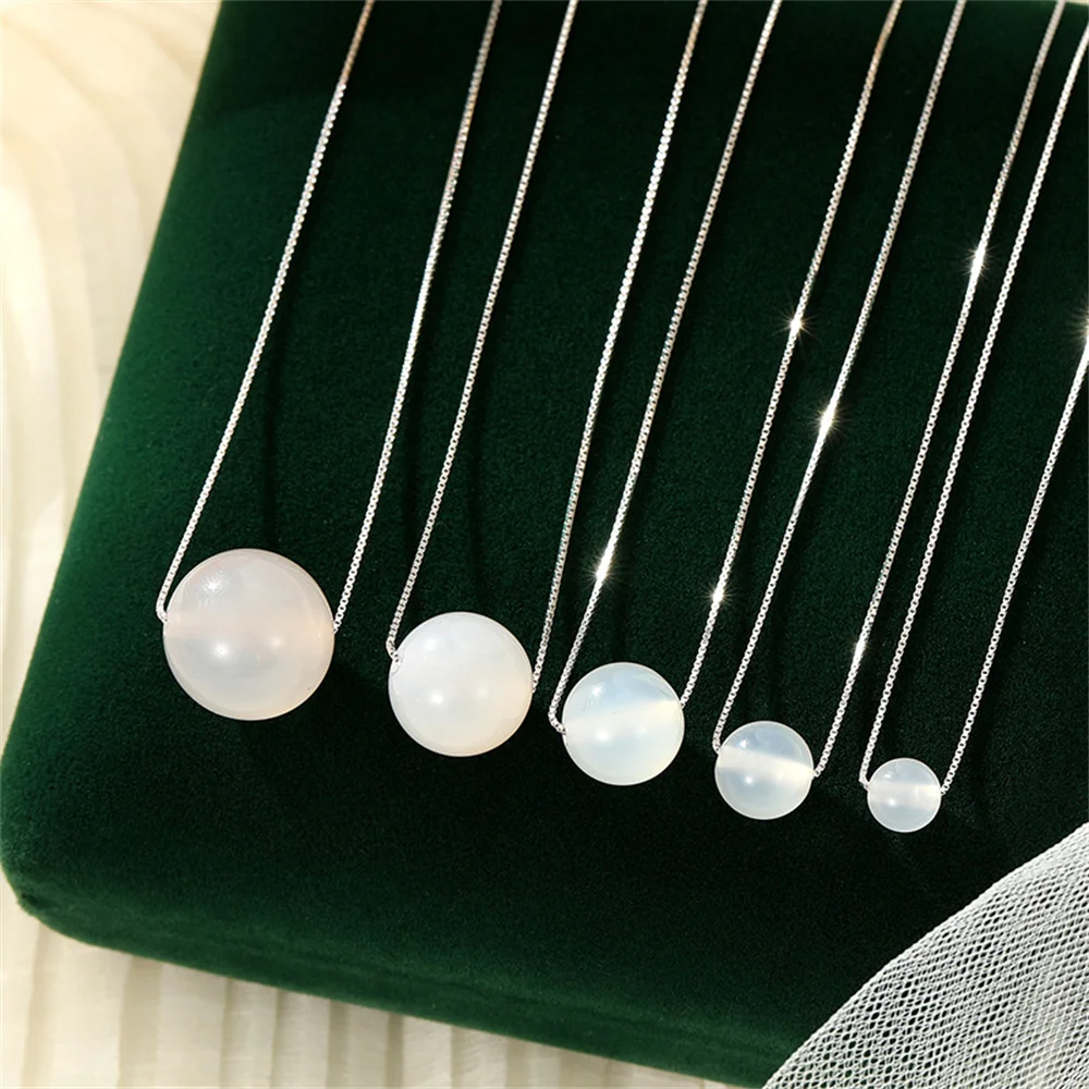 

Корейское женское ожерелье INS, стерлинговое серебро 925 пробы, минималистичная универсальная нишевая цепочка на ключицу из бисера агата